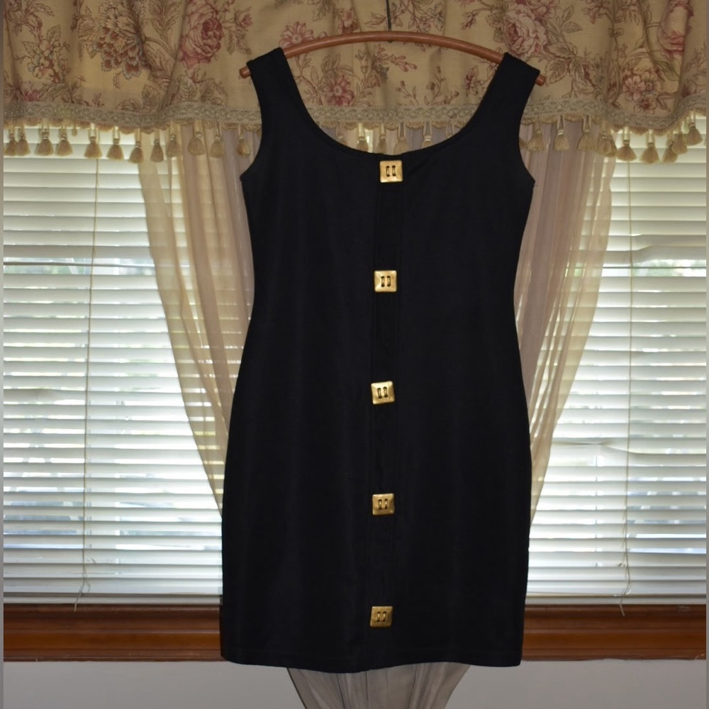 Elegant Black Dress with Gold Accents